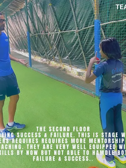 The second stage of a player's development is handling success and failure. At this point, they are skilled but need mentorship to navigate the emotional highs and lows of competitive sport.