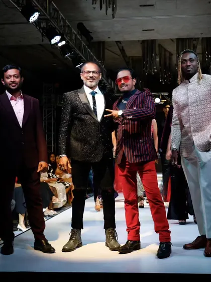 On the runway with my team and fellow designers at the Indian Designer League. Collaboration is at the heart of every successful fashion show I produce.