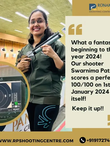 A fantastic start to the year. Our shooter Swarnima Patil scored a perfect 100/100 on the very first day of 2024. We encourage this pursuit of perfection.