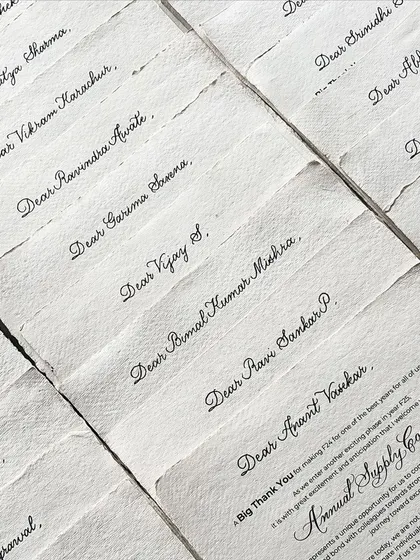 The final step for the Diageo project was to personally address each scroll after printing. I took great care to ensure every handwritten name was perfectly aligned with the digital content for a seamless, professional look.