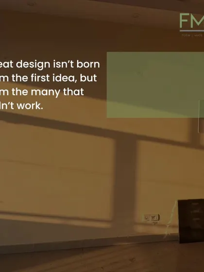 True ideas take time to develop. Great design isn't born from the first idea, but from the many that didn't work. This is a reminder that the creative process is about persistence and refinement, not perfection on the first try.