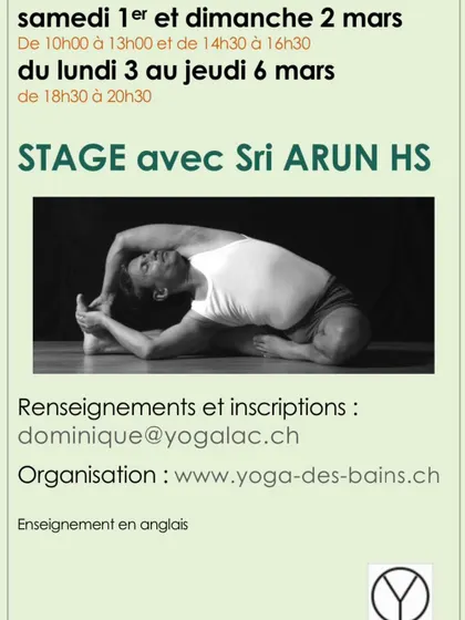 The poster for my workshop in Geneva, Switzerland, hosted by Yoga-des-Bains.