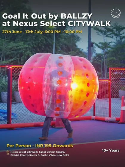 Goal It Out by BALLZY! This unique activity lets you play soccer while inside a giant inflatable bubble. It's hilarious fun for older kids (10+) and adults.