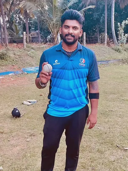 A throwback to a senior player showcasing the match ball after a fantastic bowling spell in 2023.