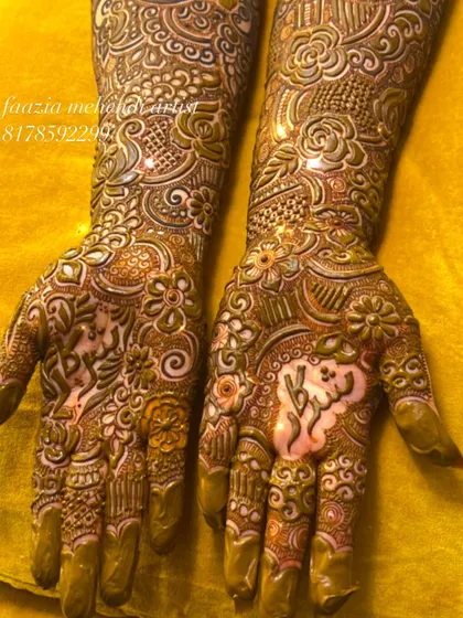 The final look of a heavy bridal design, with custom initials. This is the kind of work that gets you noticed as an artist.