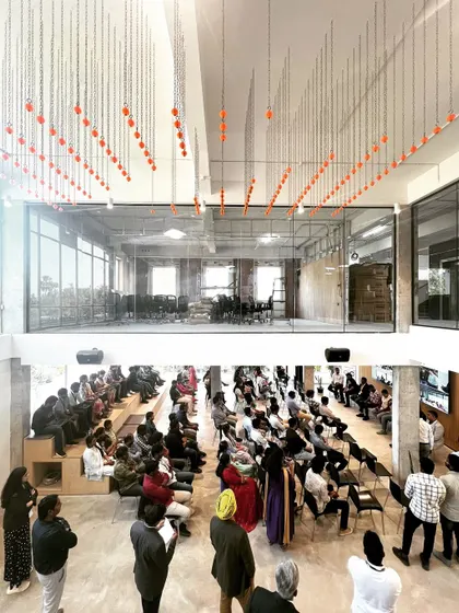 The opening of our workplace project in Bhimavaram, Andhra Pradesh. It was gratifying to see the space come alive as the staff came together in the central, multi-height gathering area, a testament to our goal of creating community focused workplaces.
