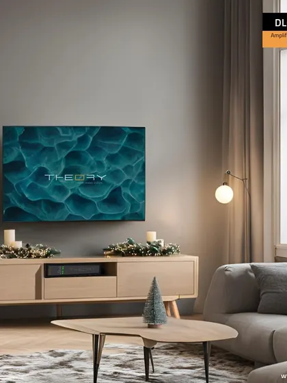 A Theory amplified loudspeaker controller is the brains behind this festive setup. It powers a sleek, modern system that delivers crystal-clear audio, proving that every celebration deserves a great soundtrack.