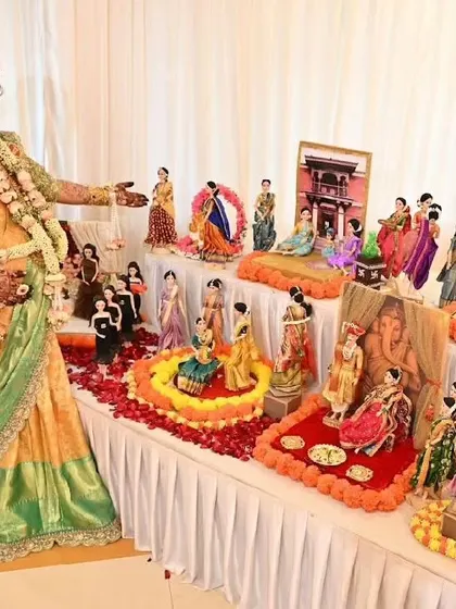 A happy mom-to-be posing with her elaborate baby shower rukhwat, a beautiful memory captured forever.