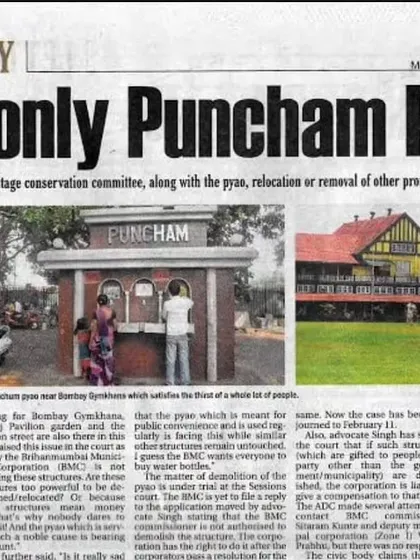 This is one of my early cases where I fought to save the historic 'Pancham Pyao' water fountain outside Bombay Gymkhana from being demolished by the BMC. Preserving public heritage and amenities is an important part of my civic advocacy.