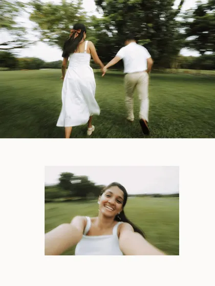 A whirlwind of happiness. These motion-blur shots of Fiona and Austin running and spinning in a field capture the exhilarating, joyful energy of their new engagement.