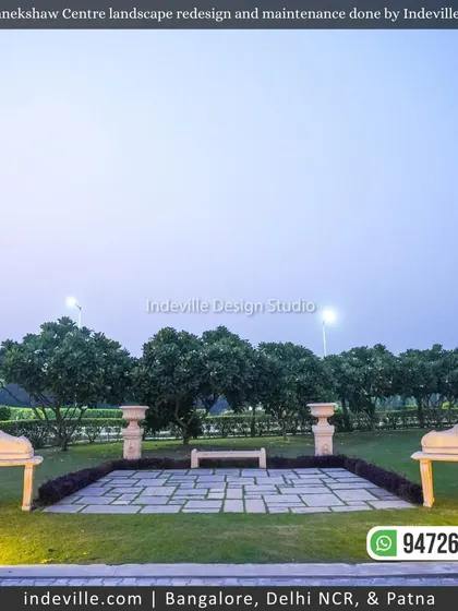 A duplicate image of the elegant stone seating area at Manekshaw Centre.