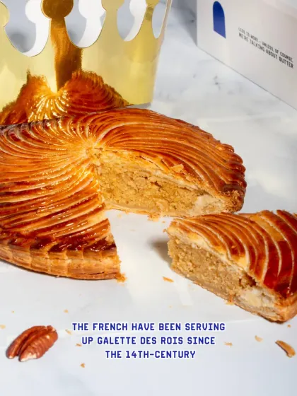 A slice of the Galette des Rois, a French tradition dating back to the 14th century.