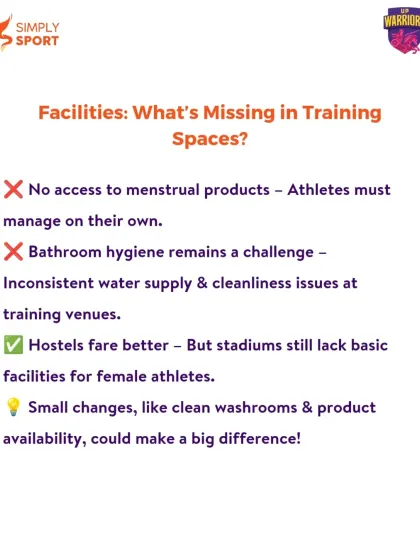 What's missing in training spaces for female athletes? Our research found a lack of access to menstrual products and inconsistent bathroom hygiene. Small changes, like clean washrooms and product availability, can make a big difference.