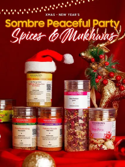 Add warmth and flavour to your calm celebration with these spices and mukhwas. This set includes Kesar Pista Milk Masala, Raw Mango Dip, and Rose Badam Mukhwas.