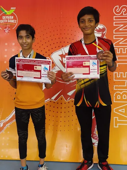 Our players Kavya Bhat and Johan Cheriparambil with their certificates after each won a bronze medal at the Maharashtra State Championship in Dervan.