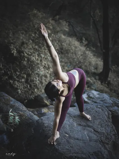 I never thought I'd be doing Trikonasana on a rock in the mountains. It's a reminder to just start moving, wherever you are.