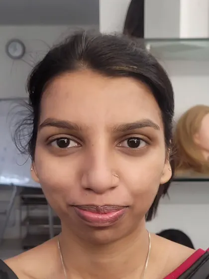 Before: Prepping for a classic Maharashtrian traditional makeup look.
