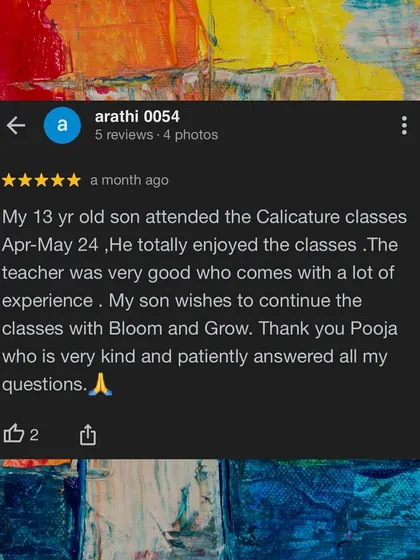 We're thrilled this 13-year-old son enjoyed his caricature classes so much that he wishes to continue his art journey with us.