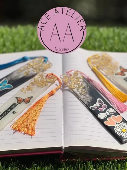A collection of my custom resin bookmarks. With tassels and unique designs, they are a perfect gift for any book lover.