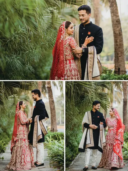 This collage shows the couple in a variety of poses against a lush, tropical background. It highlights my ability to create a diverse set of portraits within a single location, from formal poses to candid interactions.