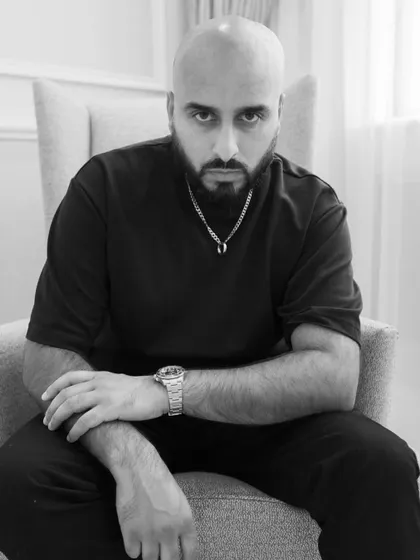 A powerful, direct to camera black and white portrait. I'm serious about my craft and dedicated to delivering the best.
