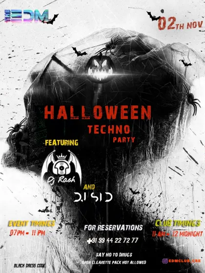 Another version of the Halloween party poster. These gigs allow me to explore the harder edges of electronic music, like acid and hard techno.