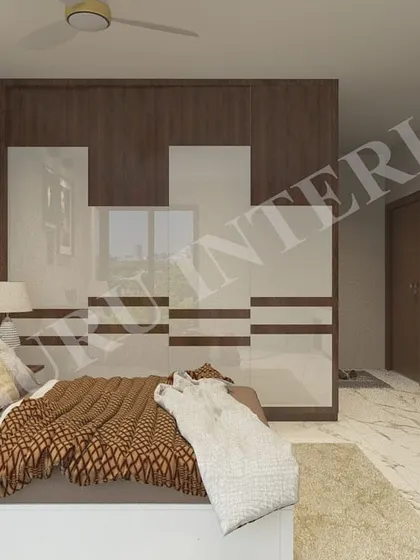 A slightly different version of the wardrobe design, presented to the client for selection. Our 3D process is collaborative and ensures the final result is exactly as desired.