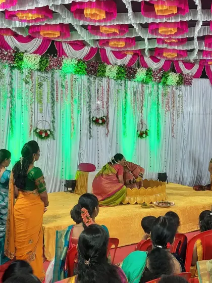 The Haldi ceremony in progress. I ensure the stage provides a beautiful backdrop for these important rituals.
