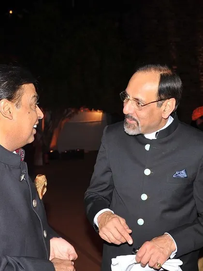 In conversation with industrialist Mukesh Ambani at 'The Jodhpur Auction'. Building relationships with top collectors and philanthropists is a key part of my work, creating a network that benefits all my clients.