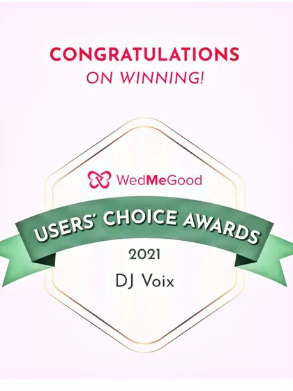 I was honoured to receive the WedMeGood Users' Choice Award, a testament to the happy clients and memorable weddings I've been a part of. This recognition reflects my commitment to making every big day special.