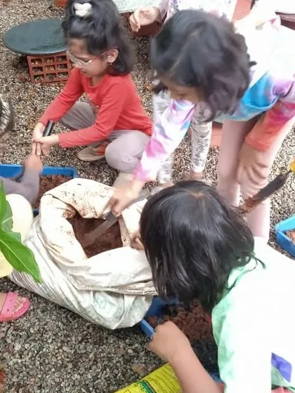 A collection of moments from our various hands-on science activities, showing children deeply engaged in learning through doing.