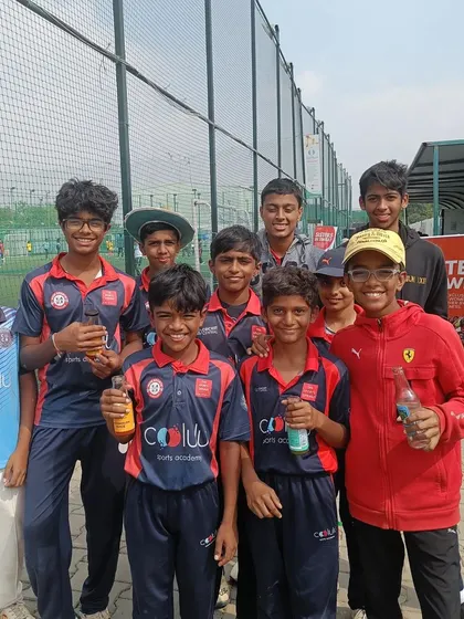 Fun and focus during our Christmas camp in Koramangala. Our players take a quick break to rehydrate and bond, building team chemistry off the field.