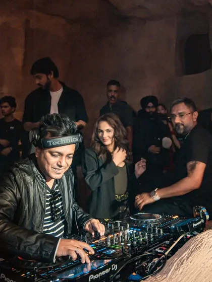 A black and white photo with Yo Yo Honey Singh, a memory I'll cherish forever.