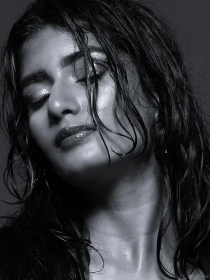 A black and white close-up from the "wet look" series, with a serene and artistic feel.