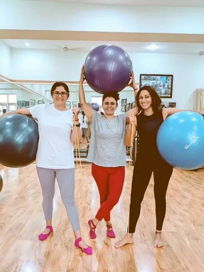 Having some FUN with the Swiss balls! These ladies bring so much light and laughter to the studio.