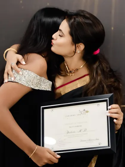 A heartfelt moment with my mentor, Lakshmi Shetty. I believe in the power of mentorship and aim to provide the same support and guidance to my own students.