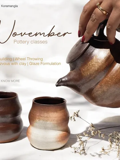 This November, we are offering a range of pottery classes for all levels. Whether you are interested in hand-building, wheel throwing, or our one-day 'Rendezvous with Clay' workshop, there is something for everyone.