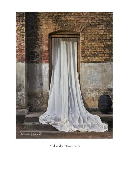 Old walls, new stories. This image places a modern textile in a historic context, creating a dialogue between the past and the present. It's a simple concept with deep narrative potential.