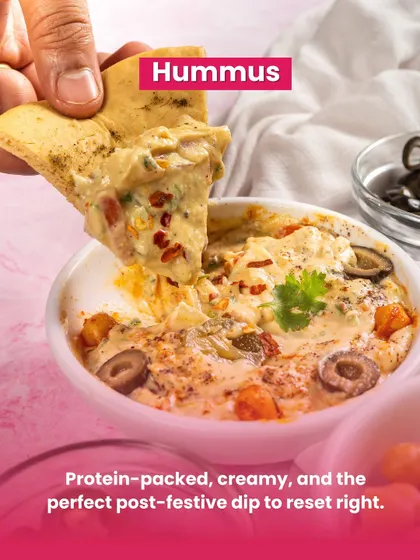 Our protein-packed and creamy Hummus is the perfect post-festive dip to get you back on track. It's delicious, satisfying, and feels like a treat.