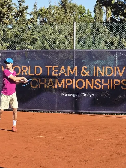 Getting some practice hits in at the World Tennis Masters Tour in Manavgat, Turkey. Preparation is everything when you're competing at this level.