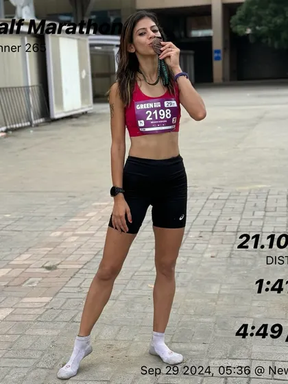 The reward after a half marathon time trial. This run was a test of mental endurance, proving that a strong mind can push the body beyond what it thinks is possible.