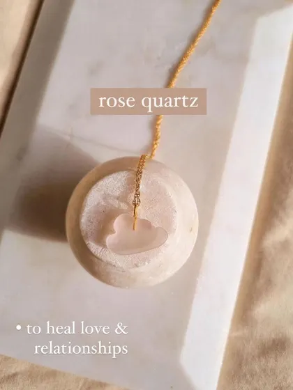 The 'Barbie's cloud' pendant, crafted from Rose Quartz to help heal love and relationships.