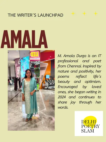 Amala, an IT professional and poet from Chennai, joined The Writer's Launchpad to share her optimistic and nature inspired poems. Our online format makes it possible for poets from all over India to participate.