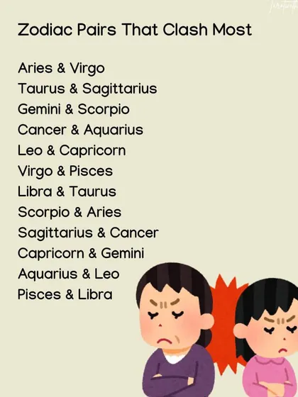 Not all zodiac signs are a perfect match. Some pairs clash more than others, often teaching difficult but important lessons. See which signs challenge yours the most.