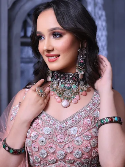 A happy, smiling shot that radiates joy. We teach you to create makeup that looks flawless from every angle and in every expression.