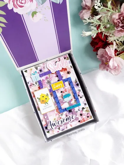 A 4x6 inch mini scrapbook I made for a client's best friend. It's compact but can hold 15-20 photos, making it a perfect small gift.