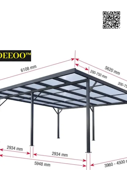 I also build highly functional structures like this prefabricated car parking shed. This technical drawing shows the precise dimensions and sturdy design I use to create a durable and reliable home for your vehicle.