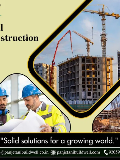 We provide solid solutions for a growing world. This collage highlights the key aspects of our civil construction services, from on-site planning and teamwork to the large-scale structures we create.