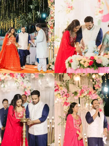 A collage of beautiful traditions at Melvin and Marilyn's reception. From their grand entrance and the ceremonial lighting of the lamp to the cake cutting, every ritual was seamlessly woven into the night's celebration.