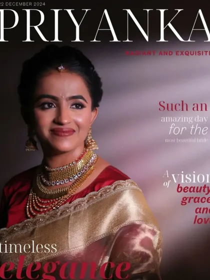 A creative bridal portrait designed to look like a magazine cover. We love getting artistic with our shots to make our brides feel like the star of the show.
